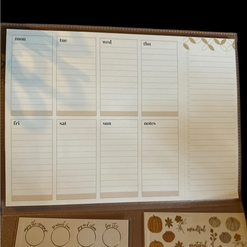 Erin Condren Planning Tri Fold Rose Gold Folio, planner tablet, sticker sheet